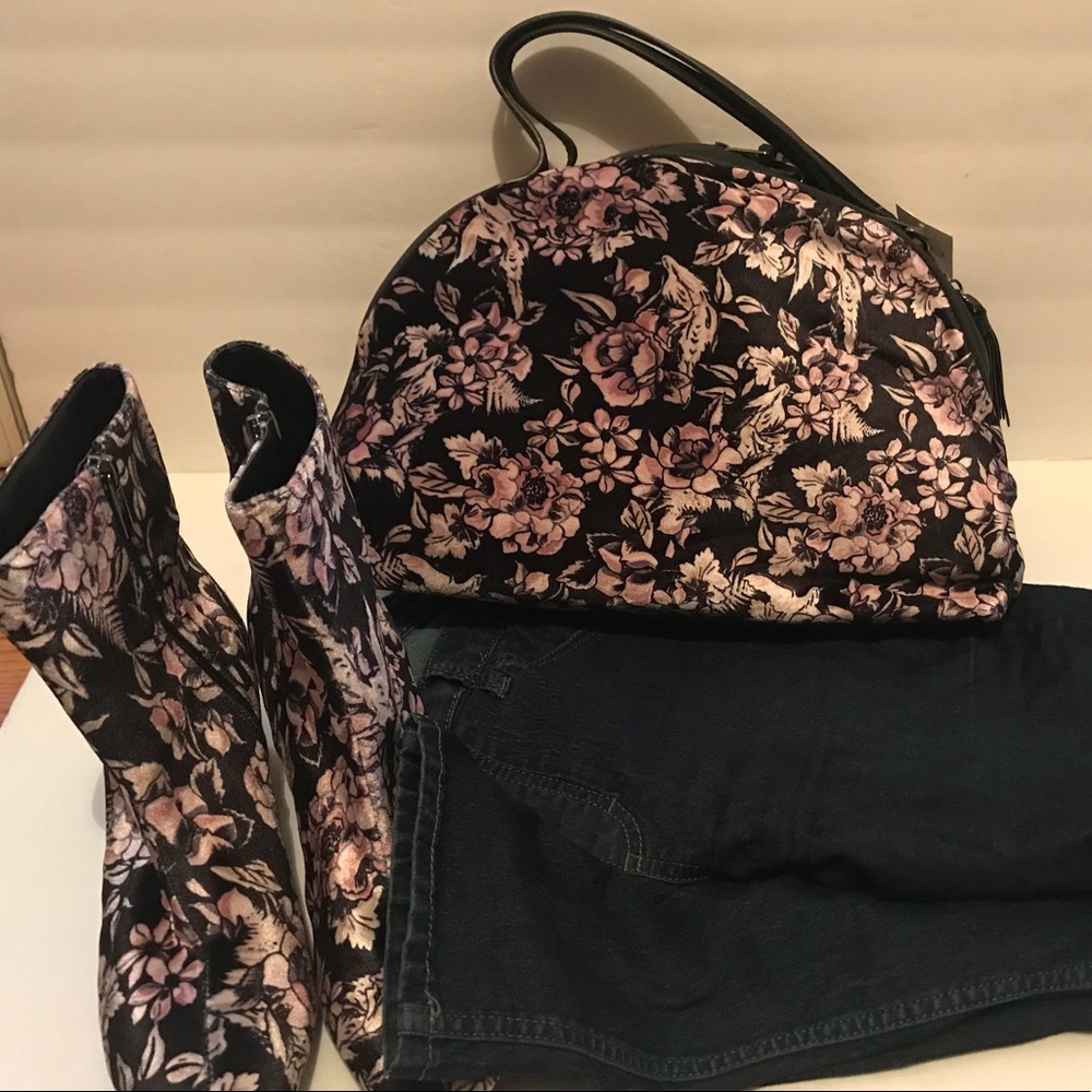 Cato Black Floral Velvet Boots-8